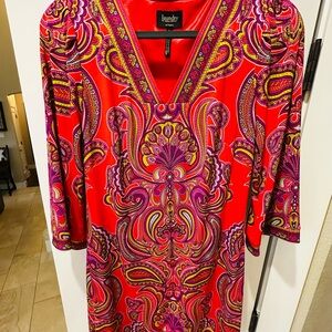 Laundry By Shelli Segal Red and Purple Paisley Dress